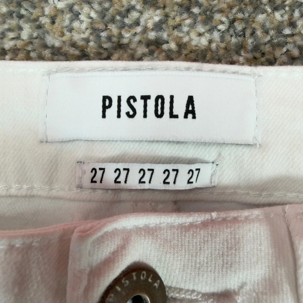 Pistola P6907FTN-SLO Flare Jeans Womens 27 White Ruffle Frayed Hem Y2K Boho